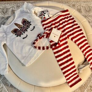 btween Unicorn 3 pc with Red and White Stripes 3T BNWT
